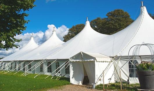 portable toilets arranged for a special event, providing quick and easy access for attendees in Enon